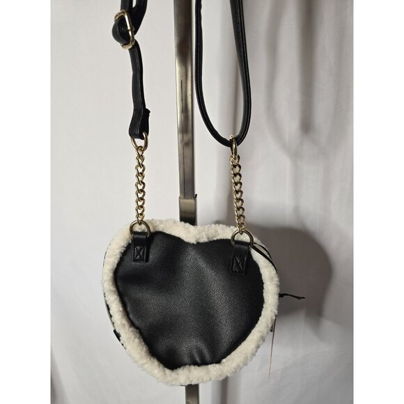 Juicy Couture Licorice Shear Genius Crossbody Black Heart White Faux Fur NWT - Picture 3 of 8